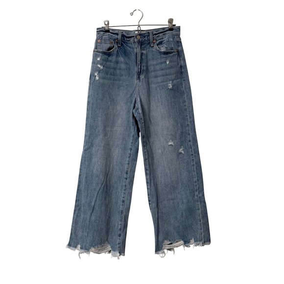 Pistola Loretta Distressed Raw Hem Wide Leg Light Wash Jeans Womens Size 27 - Picture 2 of 5